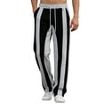 thumbnail image 1 of IWRICH Men's Striped Color Block Sweatpants Drawstring Elastic Waist Baggy Straight Leg Pants with Pockets Grey XL, 1 of 5