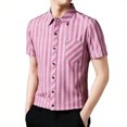 thumbnail image 1 of IWRICH Men's Striped Short Sleeve Dress Shirts Button down Classic Shirt Regular Fit Business Shirt for Summer Red XL, 1 of 6