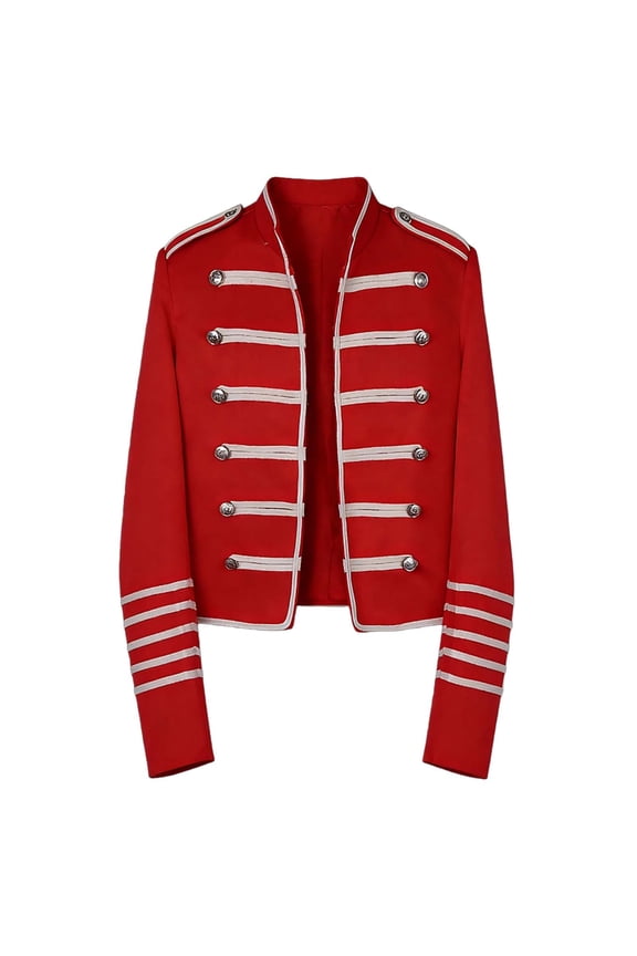 Men's Suit Jacket Buttonless Dress for Banquet Singer Dancing Magician Show Coat Red XL