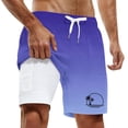thumbnail image 1 of IWRICH Men's Summer Vacation 2 in 1 Swim Trunks with Compression Liner Bathing Suits Stretch Shorts with Pockets Purple XXXXL, 1 of 4