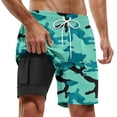 thumbnail image 1 of IWRICH Men's Swim Trunks with Compression Liner Bathing Suit Quick Dry Stretch Drawstring Shark Printed 2-in-1 Shorts with Pockets 05-Light Green XXXL, 1 of 4