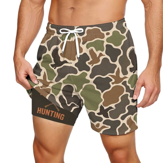 IWRICH Men's Swim Trunks Hawaiian Bathing Mesh Lining Suit Swimsuits Beach Shorts with Pockets B L