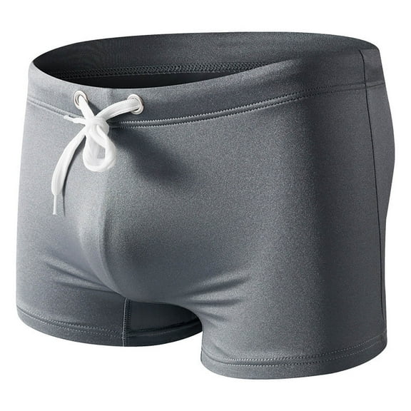 IWRICH Men's Swim Trunks Swimwear Bathing Suit Swim Brief Square Leg Board Short Dark Gray S