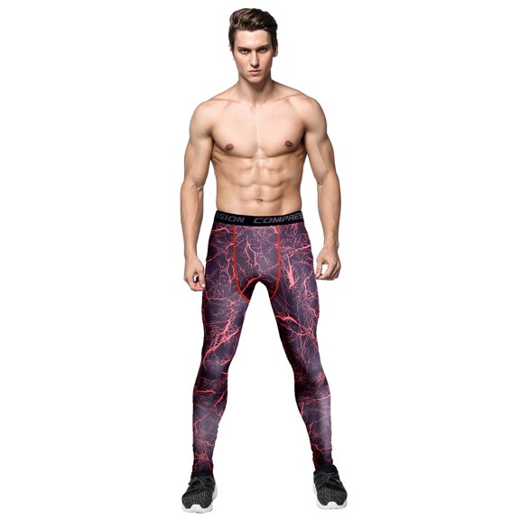 IWRICH Men's Tight Sportswear Gym Workout Running Leggings Camo Sports Workout Pants 02- M