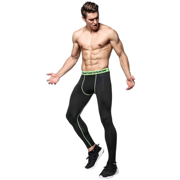 IWRICH Men's Tight Sportswear Gym Workout Running Leggings Camo Sports Workout Pants 04-Green M