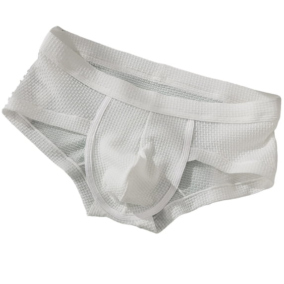 IWRICH Men's Waffle Comfy Boxer Briefs Breathable Textured Underwear Sporty Triangle Underpants White XL