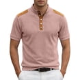 thumbnail image 1 of IWRICH Men's Waffle Knitted Polo Shirts Lightweight Work Business Formal T-Shirt Button up Casual Tops Red M, 1 of 4
