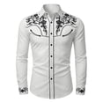 thumbnail image 1 of IWRICH Men's Western Cowboy Shirt Long Sleeve Printed Shirt Slim Fit Casual Button down Shirt White XL, 1 of 4