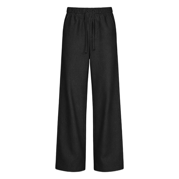 IWRICH Men's Wide Leg Sweatpants Baggy Drawstring High Waisted Joggers Lounge Sweat Pants with Pockets Black M