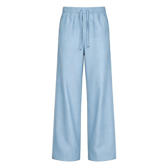 IWRICH Men's Wide Leg Sweatpants Baggy Drawstring High Waisted Joggers Lounge Sweat Pants with Pockets Light Blue L