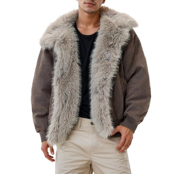 IWRICH Men's Winter Warm Lined Thick Coat Collar Casual Outwear Jacket for Cold Weather Windproof Comfortable Fit Coffee S