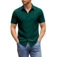 thumbnail image 1 of IWRICH Mens Cuban Guayabera Shirt Short Sleeve Button down Shirts Summer Beach Vacation Shirts Dark Green XXXL, 1 of 4