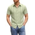 thumbnail image 1 of IWRICH Mens Cuban Guayabera Shirt Short Sleeve Button down Shirts Summer Beach Vacation Shirts Light Green XXL, 1 of 4