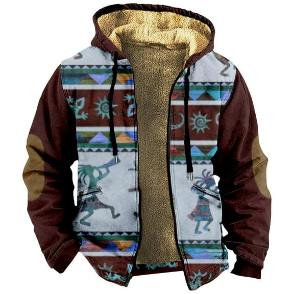 IWRICH Mens Zip up Hoodie Heavyweight Camo Hoodie Thick Lined Jacket Fall Fashion Coat Warm Winter Outwear 1- L