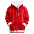 thumbnail image 1 of IWRICH Mens and Womens Long Sleeve Hooded Sweatshirt Casual Furry Collar Party Hoodies Fashion Plus Size Solid Holiday Pullover Tops Red M, 1 of 4