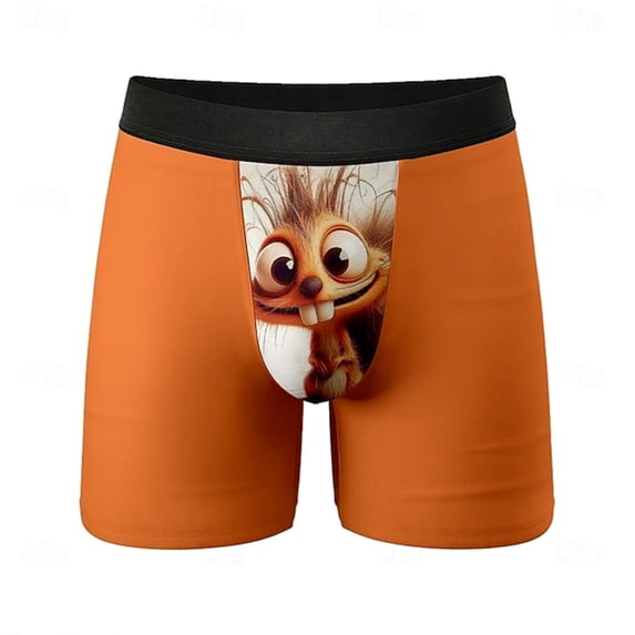 IWRICH Novelty Boxer Briefs for Men Funny Underwear Gifts Breathable Comfortable No Fly Stretch Soft Underpants 04-Orange S