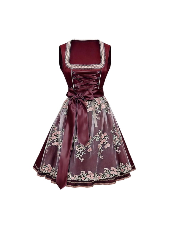 Oktoberfest Bavarian Dress Women's Dirndl Dress German Plaid Maid Halloween Party Outfits