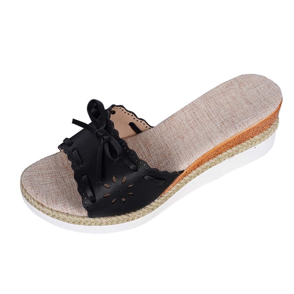 IWRICH Orthopedic Wedge Sandals Walking Sandals Anti- Slippers Arch Support Open Toe Platform Sandals Black 9