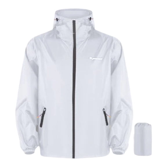 IWRICH Packable Rain Jacket for Men with Reflective Zipper Lightweight Waterproof Raincoat Rain Jacket for Outdoor Sports White XXXL