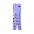 thumbnail image 1 of IWRICH Pajama Sets for Women Sleeveless and Long Pants Sleepwear Sets Crew Neck Loungewear Matching Sleepsuit Purple XL, 1 of 4
