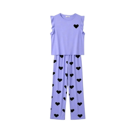 IWRICH Pajama Sets for Women Sleeveless and Long Pants Sleepwear Sets Crew Neck Loungewear Matching Sleepsuit Purple XL