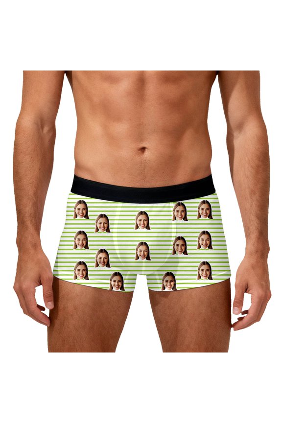 Personalized Boxers for Men Custom Boxers Gifts for Him Customized Underwear 01-Green XXXXXL