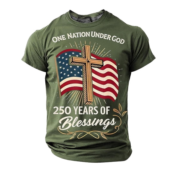IWRICH Plus Size 250 Years T Shirts for Men Short Sleeve Crew Neck Tshirts Big and Tall Muscle Tees Green L