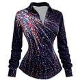 thumbnail image 1 of IWRICH Plus Size Patriotic Shirts for Women USA Flag 4th of July Outfits Button down Long Sleeve Tops Casual V Neck Tunic Blouses 02-Black S, 1 of 3