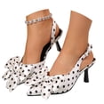 thumbnail image 1 of IWRICH Polka Dot Stilettos for Women Pointed Toe Slingback Pumps with Bow Elegant Wedding Party Casual Everyday Shoes White 9, 1 of 9