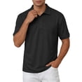 thumbnail image 1 of IWRICH Polo Shirts for Men Short Sleeve Button up Collared Tops Casual Summer Vacation Dress Shirts Black XL, 1 of 4