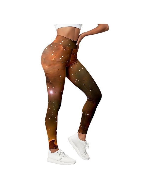 Printed Leggings for Women Patterned Crazy Cute Graphic Design High Waisted Workout Athletic Gym Running Yoga Pants 02-Coffee XXL