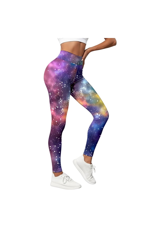 Printed Leggings for Women Patterned Crazy Cute Graphic Design High Waisted Workout Athletic Gym Running Yoga Pants 10-Purple XXL