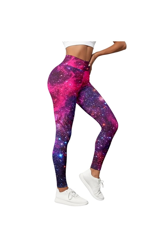 Printed Leggings for Women Patterned Crazy Cute Graphic Design High Waisted Workout Athletic Gym Running Yoga Pants 14-Hot Pink M