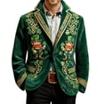 thumbnail image 1 of IWRICH Saint Patrick’s Day Corduroy Jacket for Men Shamrock Blazer Printed Sport Coat Party Suit Jacket 01-Green 4XL, 1 of 5