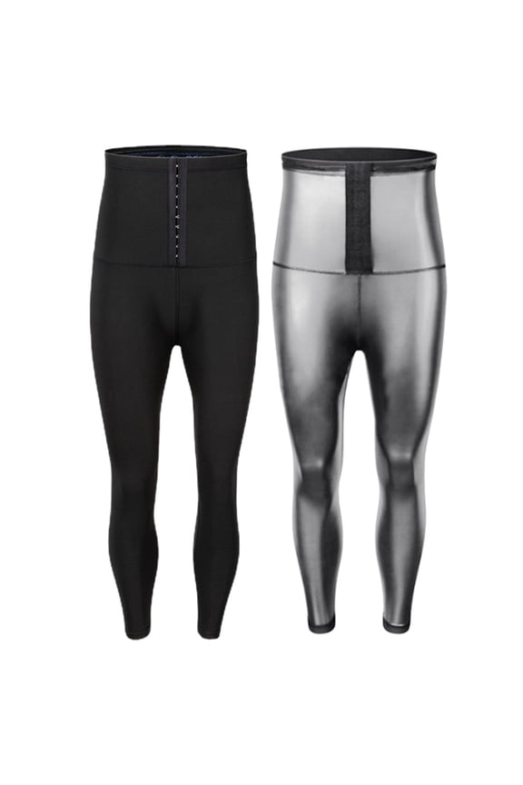 Sauna Pants for Men High Waist Trainer Leggings Sweat Compression Tummy Control Leggings Silver XXXXXL