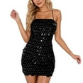 thumbnail image 1 of IWRICH Sequin Dress for Women Spaghetti Strap Fashion Dresses Glitter Sparkly Mini Dress Black L, 1 of 6