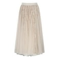 thumbnail image 1 of IWRICH Sequins Tulle Skirts for Women High Waist Tiered Mesh Skirt Sparkly Glitter Layered A-Line Skirts Wedding Guest Skirt Beige XXL, 1 of 7