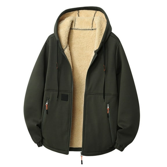 IWRICH Sherpa Hoodies for Men Zip up Winter Lined Hooded Sweatshirt Heavyweight Warm Jackets Green L