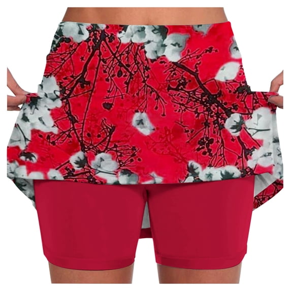 IWRICH Skorts for Women Plus Size Skort Casual Athletic Golf Tennis Short Skirts High Waist Summer Fitness Workout Activewear 06-Red XXL