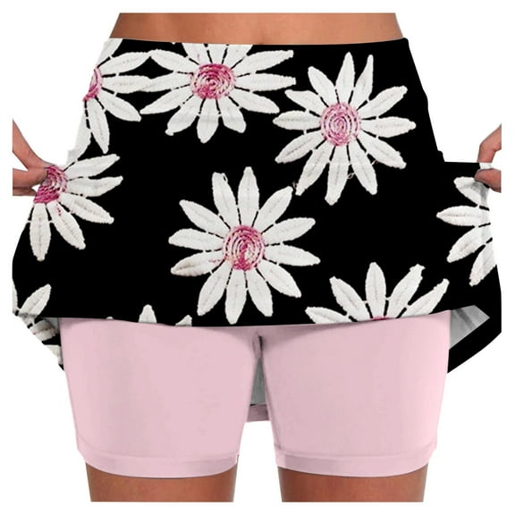 IWRICH Skorts for Women Plus Size Skort Casual Athletic Golf Tennis Short Skirts High Waist Summer Fitness Workout Activewear 10-Black XXL