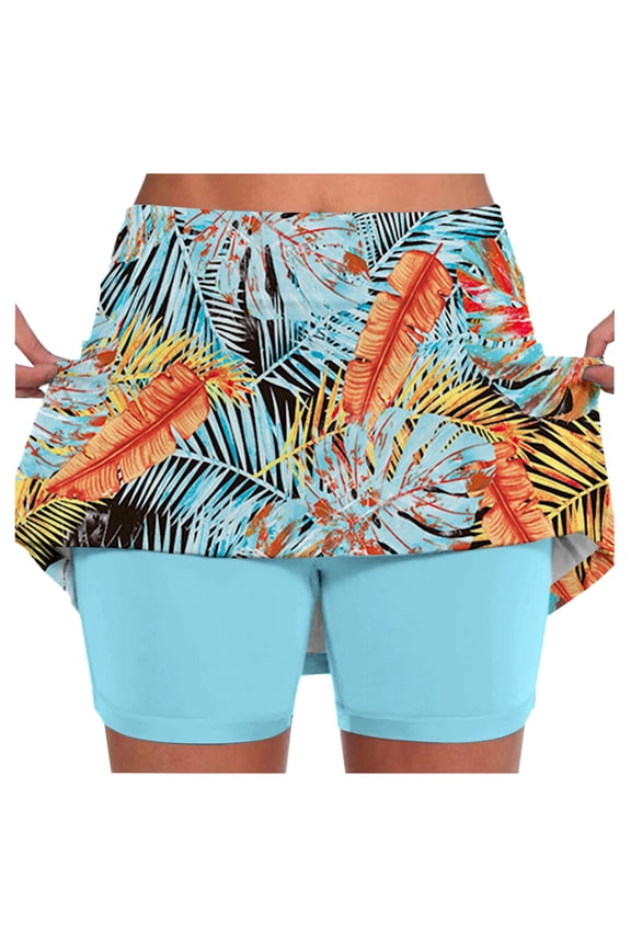 Skorts for Women Plus Size Skort Casual Athletic Golf Tennis Short Skirts High Waist Summer Fitness Workout Activewear 13-Light Blue XL