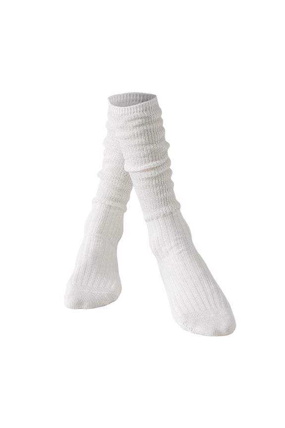 Slouch Socks for Women Winter Wool Socks Cable Knit Knee High Boot Socks Scrunch Socks White
