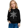 thumbnail image 1 of IWRICH Snowflake Sweatshirt for Girl Christmas Snowflake Graphic Long Sleeve Shirts Winter Xmas Holiday Pullover Tops Black 140, 1 of 4