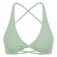 thumbnail image 1 of IWRICH Sports Bras for Women Open Back Workout Gym Bra Padded Medium Impact Yoga Tops with Adjustable Back Straps Light Green1 L, 1 of 6