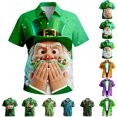 thumbnail image 1 of IWRICH St. Partick's Day Funny Shirts for Men T-Shirt Button down Short Sleeve Hawaiian Shirts 10-Sky Blue XL, 1 of 3
