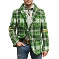 thumbnail image 1 of IWRICH St. Patrick's Day Corduroy Blazer Formen Shamrock Jackets 3D Splicing Printed Colorblock Button Loose Work Sport Coat with Pocket 13-Green L, 1 of 5
