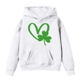 thumbnail image 1 of IWRICH St. Patrick's Day Hoodies for Girls Shamrock Heart Hooded Sweatshirts Gift Crewneck Casual Loose Fit Tops,Size 3-14 Years White 160, 1 of 4