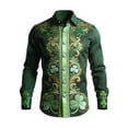 thumbnail image 1 of IWRICH St. Patrick's Day Shirt for Men Green Clover Printed Tees Long Sleeve Holiday Tops Button down Shirts 06-Green XXL, 1 of 3