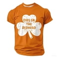 thumbnail image 1 of IWRICH St. Patrick's Day Short Sleeve T Shirts for Men Slim Fit Clover Printed Tees Casual Holiday Shamrock Tops Orange XL, 1 of 3