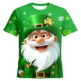 thumbnail image 1 of IWRICH St Patrick's Day T Shirt for Men Short Sleeve 3D Graphic Funny Irish Clover Tees Shamrock Festival Party Tops 04-Green S, 1 of 3